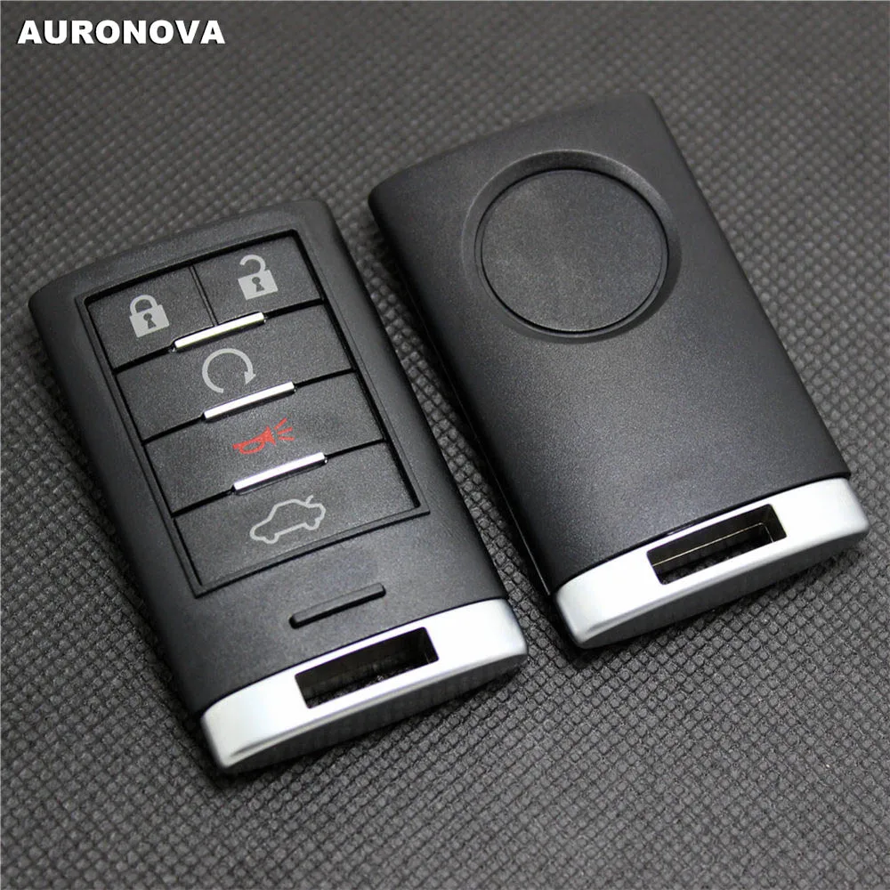

AURONOVA New Replace Smart Shell for Cadillac ATS XTS CTS SLS SRX 5 Buttons Replace Remote Car Key Case DIY