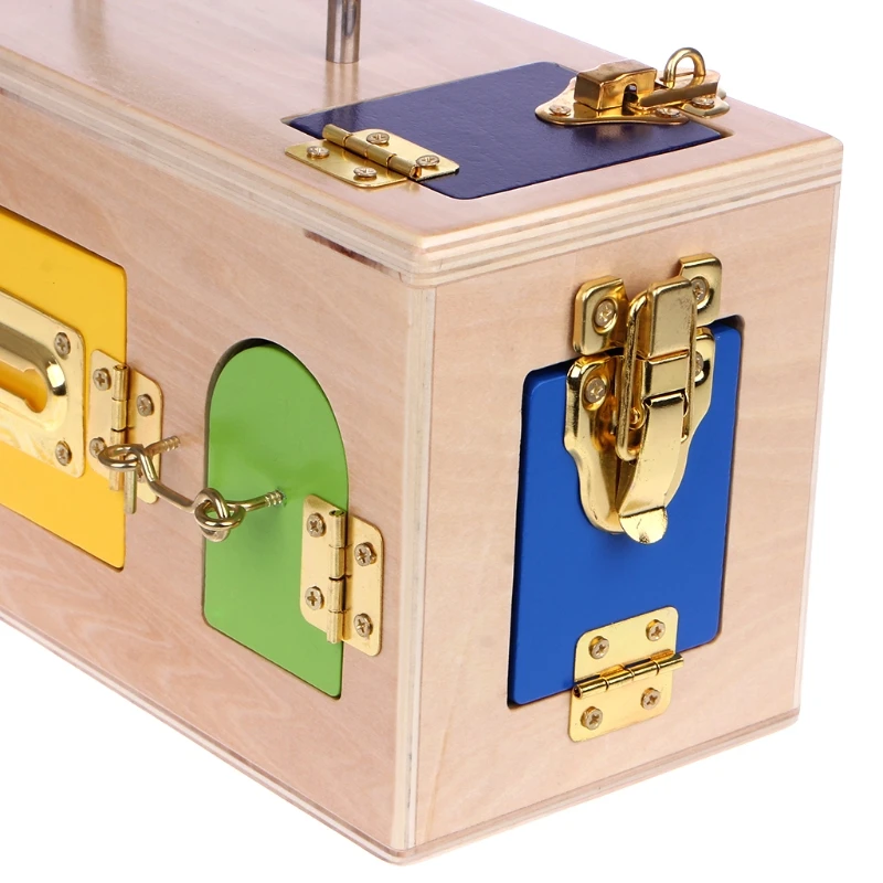 Children Love Interesting Montessori Colorful Lock Box Kids Children Educational Preschool Training Toys