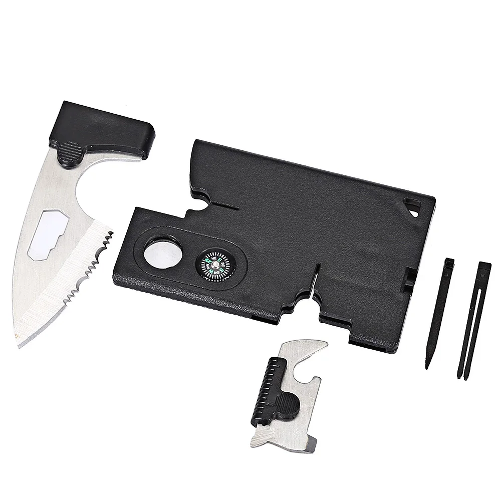 

10 in 1 Multifunction Tactical Credit Card Outdoor Survival Hunting Camping Tool Magnifying Glass Compass Knife