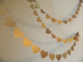 

Gold Wedding garland -10ft Metallic Gold Hearts -Wedding Decor - Bridal Shower DecorPhoto Prop Heart Garland your colors