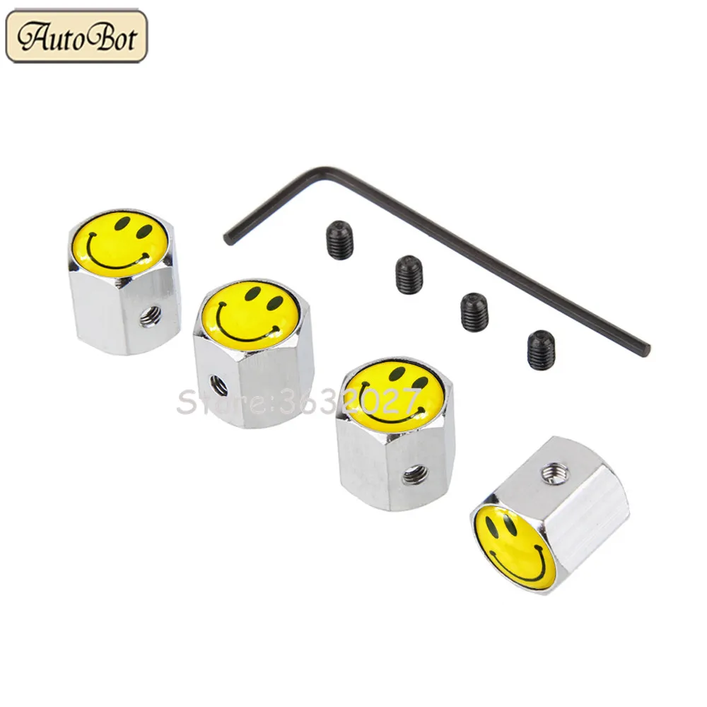 

Smile Car Wheel Tire Valve Caps Anti-Theft Cover For Skoda Octavia A5 Alfa Romeo 159 Mercedes Benz Chevrolet Aveo Vw Golf Mk7