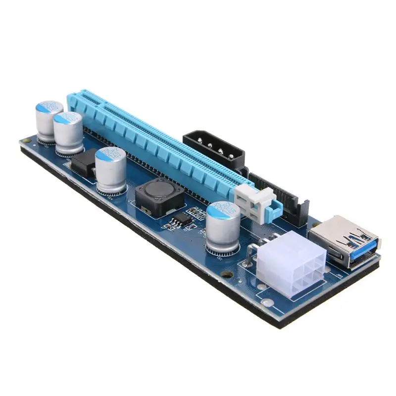 PCI-E 1x to 16x Mining Enhanced Extender Riser Adapter with 4pin 6pin 15pin SATA slot/ sata to 6pin power Cable USB3.0 for miner