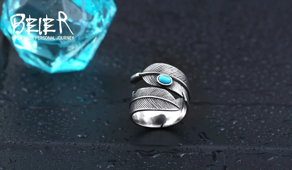 Байер магазин кольцо из нержавеющей стали 316L высокое качество GORO'S перо кольцо для мужчин модные ювелирные изделия LLBR8-374R