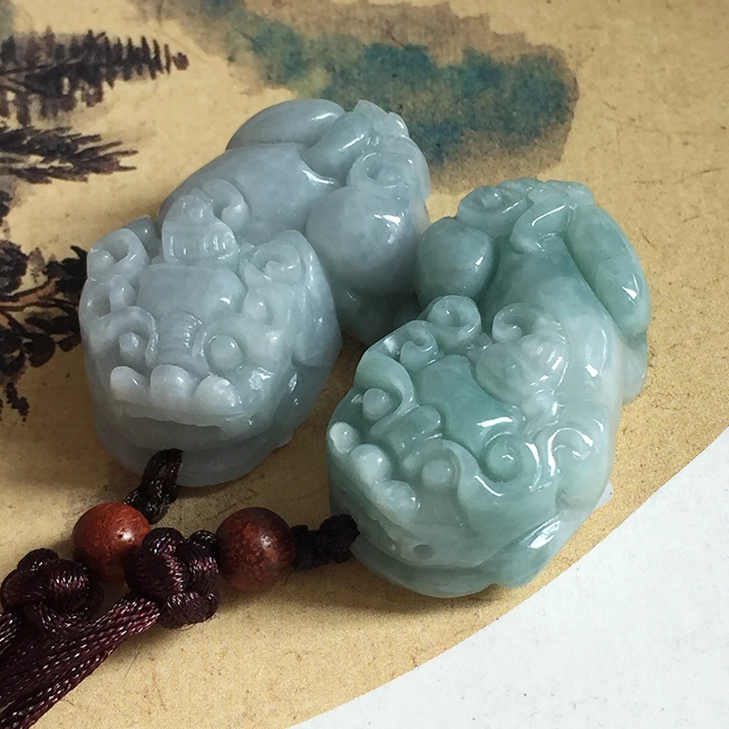 Оптовая продажа 5 шт./лот подвеска из натурального Jadeite Jades резная Божья зверь PIXIU
