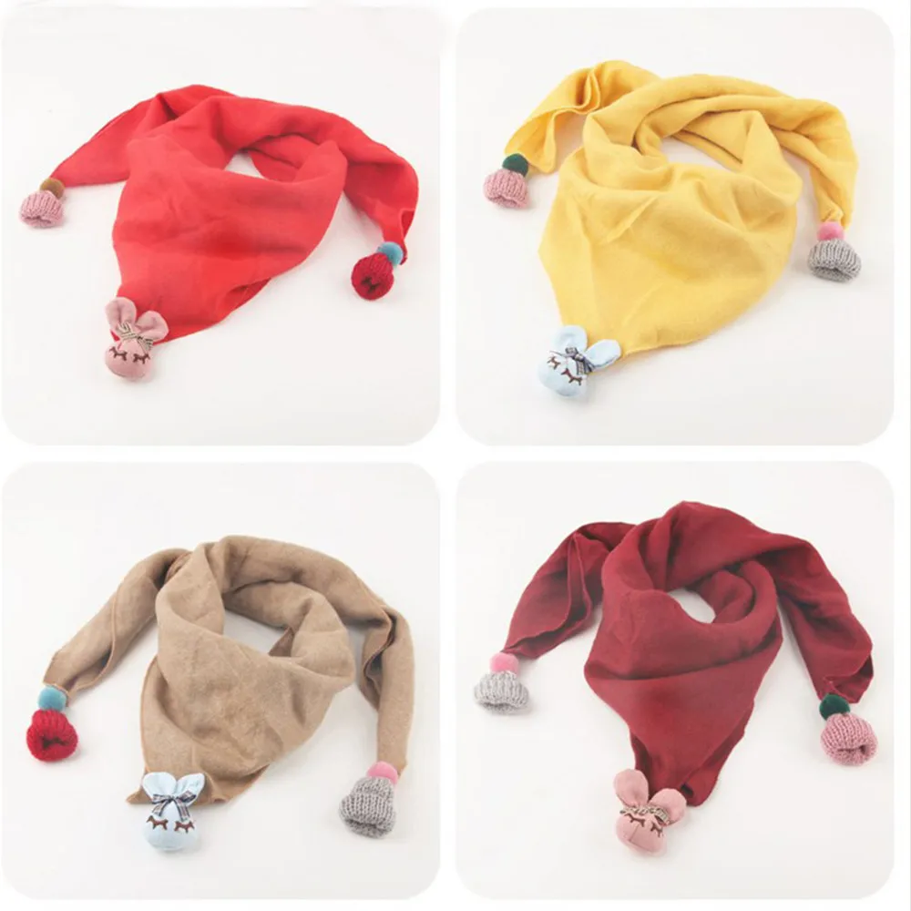 

MUQGEW Toddler Kids Scarf Girls Babys Soft Shawl Wrap Wraps Scarf 2018 Autumn Winter Scarves For Children Cartoon Pendant Scarf