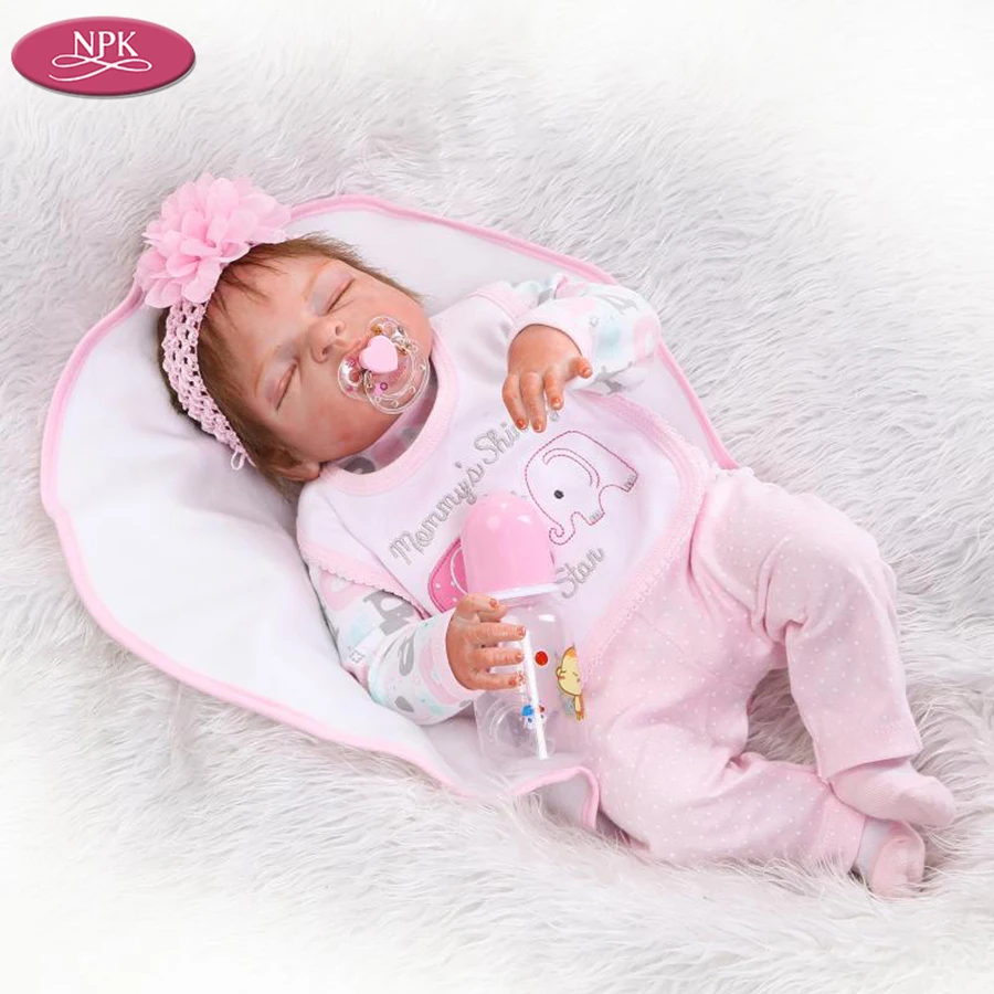 

NPK 57CM Realistic Baby Girl Reborn DOll Full Body Silicone Completa Bath Toy Lifelike Babies Girl Dolls Real Bebe Alive Boneca