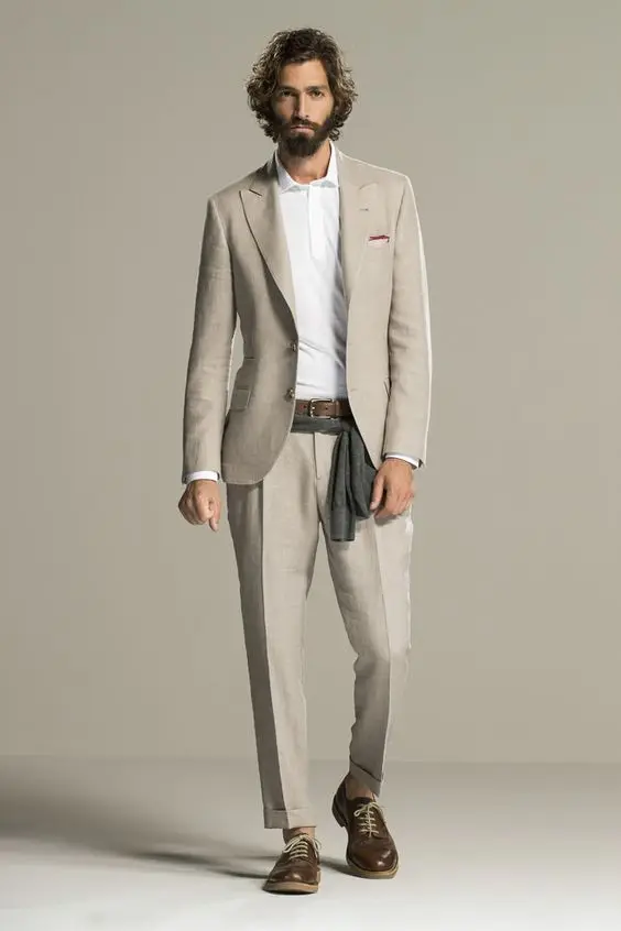 Ultimi Disegni della Mutanda del Cappotto Beige Lino Beach Vestito Da Uomo  Slim Fit 2 Pezzo Casuale Smoking Su Misura Giacca Dello Sposo Abiti Terno  Masculino K98|latest coat pant designs|tuxedo customcasual tuxedos -