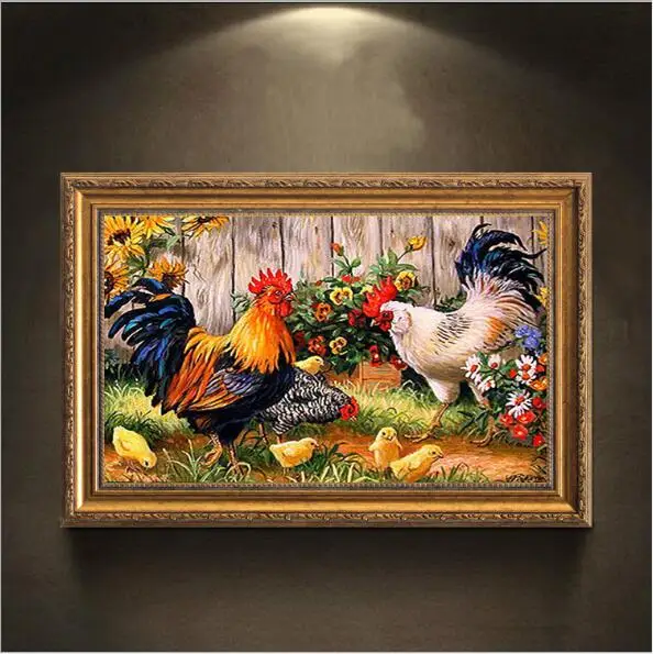 

Mr.Chicken family diamond diy painting embroidery pictures by numbers decoration cross-stitch Picture full of rhinestones Y903
