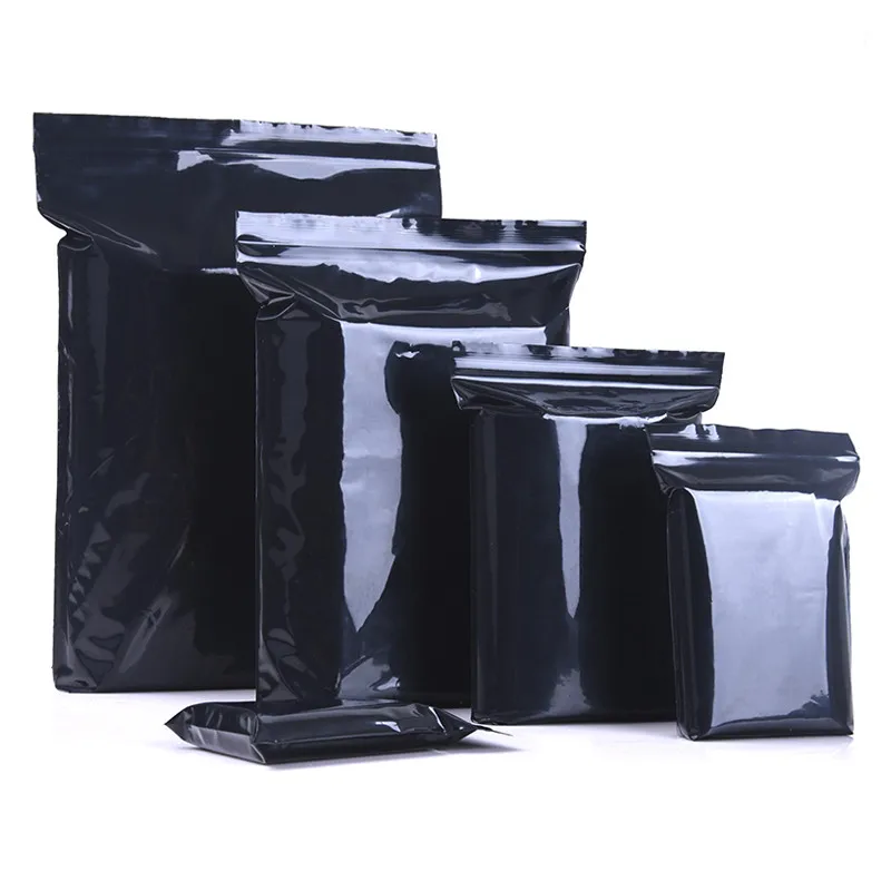 Черный пластиковый пакет с застежкой молнией самозакрывающийся закрывающийся