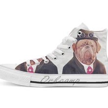 Dogue De Bordeaux/Повседневная парусиновая обувь унисекс на плоской подошве с высоким берцем, Прямая поставка