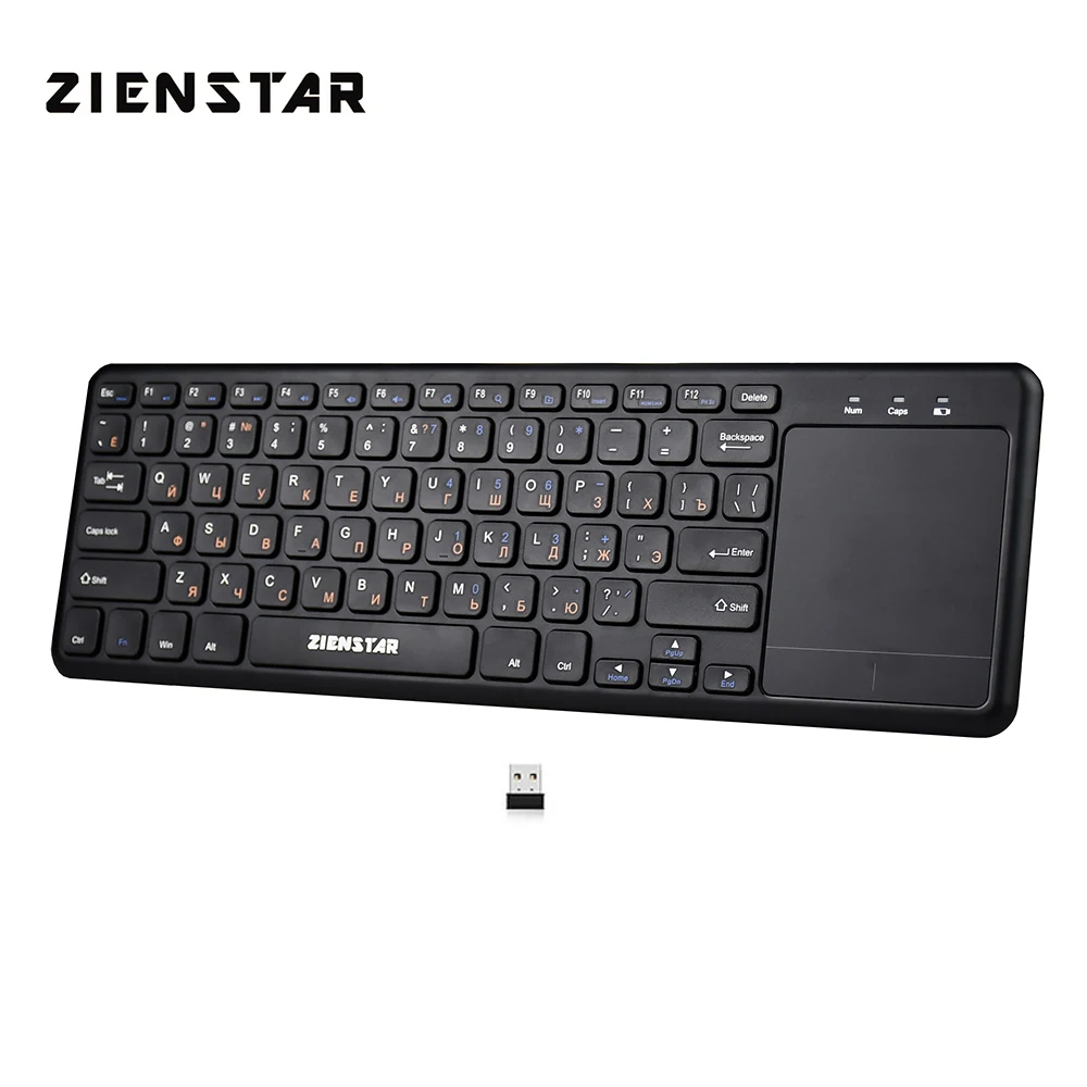 Zienstar 2,4 ГГц тачпад Беспроводная Русская клавиатура для Windows PC, ноутбука, ios pad, Smart tv, HTPC IP tv, Android Box, Scissor Keycap