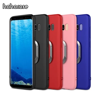

1000pcs Soft Silicone With 360 Rotation Magnetic Car Stand Cover For Samsung S9 S8 Plus Note 8 Case Finger Ring Kickstand Cover