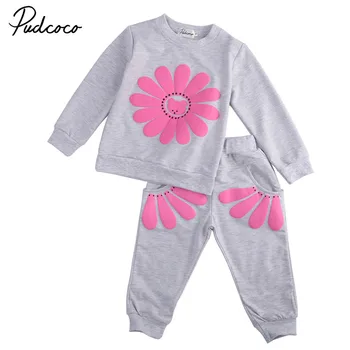 

2018 New Autumn Baby Boy Girls Clothing Sets Sun Flower Printed Casual Long Sleeve Pants 2pcs Newborn Infant Children Outfits