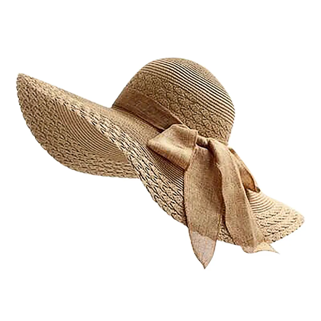 4 Женская цветная соломенная шляпа с большими полями, широкополая шляпа от солнца, шляпы с широкими полями, пляжная кепка, летняя пляжная головная одежда, анти-легкие шляпы, кепка, подарок