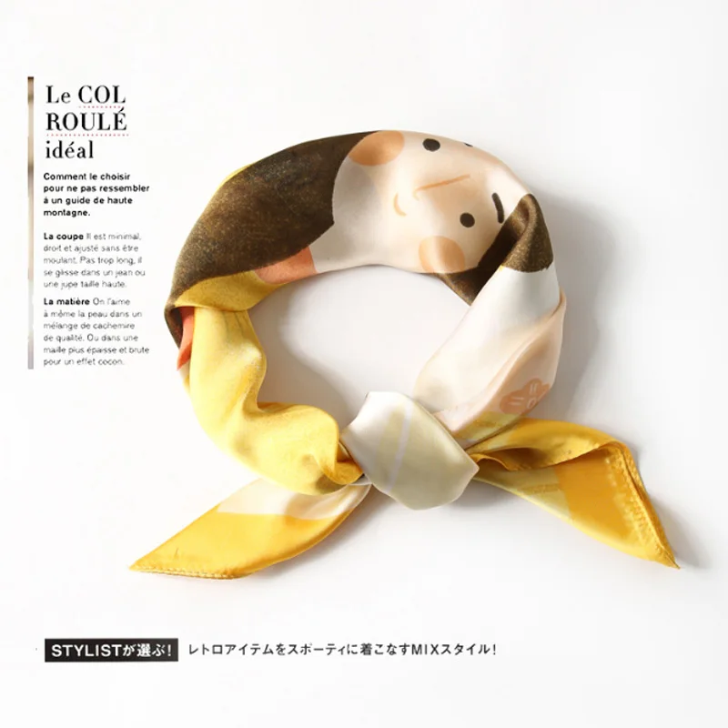 Popular Sale New Elegant Women Square Silk Head Neck Feel Satin Scarf Skinny Retro Hair Tie Band Small Fashion Square Scarf