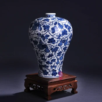 

chinese antique blue and white porcelain vase with qing tanglong mark
