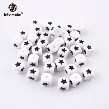 

Let's Make 100pcs Silicone Beads Heart & Star DIY Teething Necklace Pcifier Clip Accessories Silicone Teether Toys Baby Teether