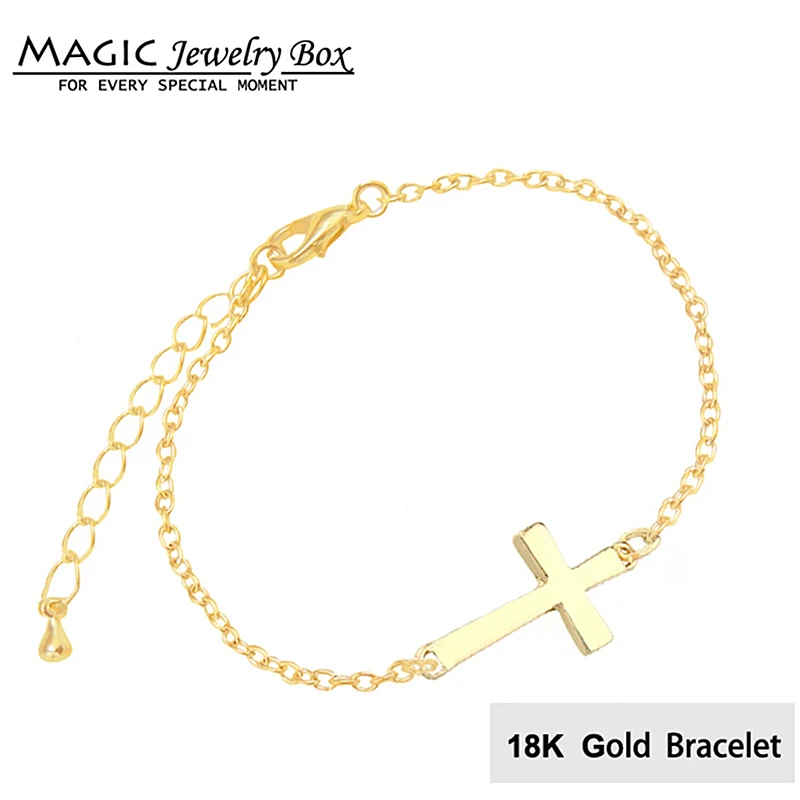 Magic World Silver Sideways Cross Bracelet Female Gold Chains Magic World Silver Sideways Cross Bracelet Female Gold Chains Bracelets For Women Jewelry Gift Pulseras Mujer In Chain Link From