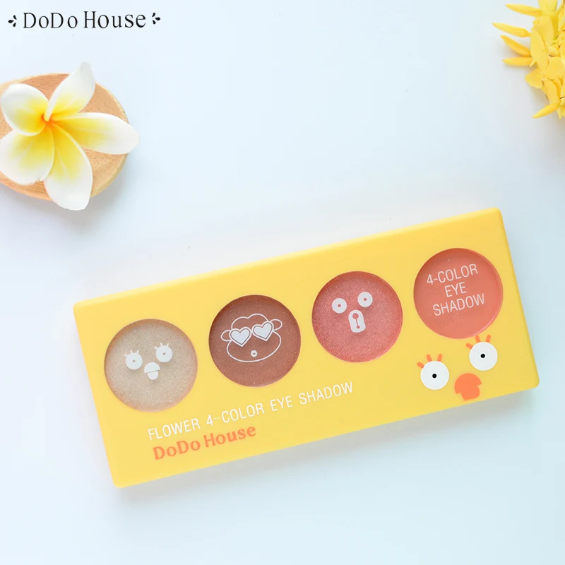 

DoDoHouse 4 Colors Eyeshadow Palette Glamorous Smokey Eye Shadow Shimmer Colors Full Make Up Kit Natural Cosmetics With Brush