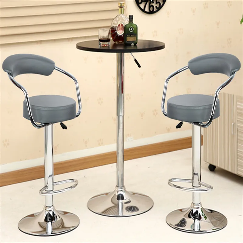 

2 Pcs/pair Bar Stools Modern PU Leather Hollow Backrest Chair Gas Lift Height Adjusted Swivel Leisure Home Chair HWC