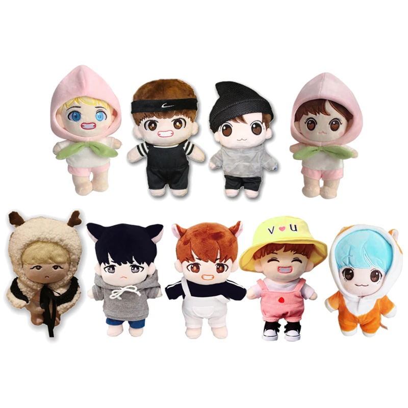 

2019 Korea Hip Hop Suga Jungkook V Kim Tae Hyung Min Yun Ki Plush Toy Stuffed Doll with Full Set Clothes Fans Gift New