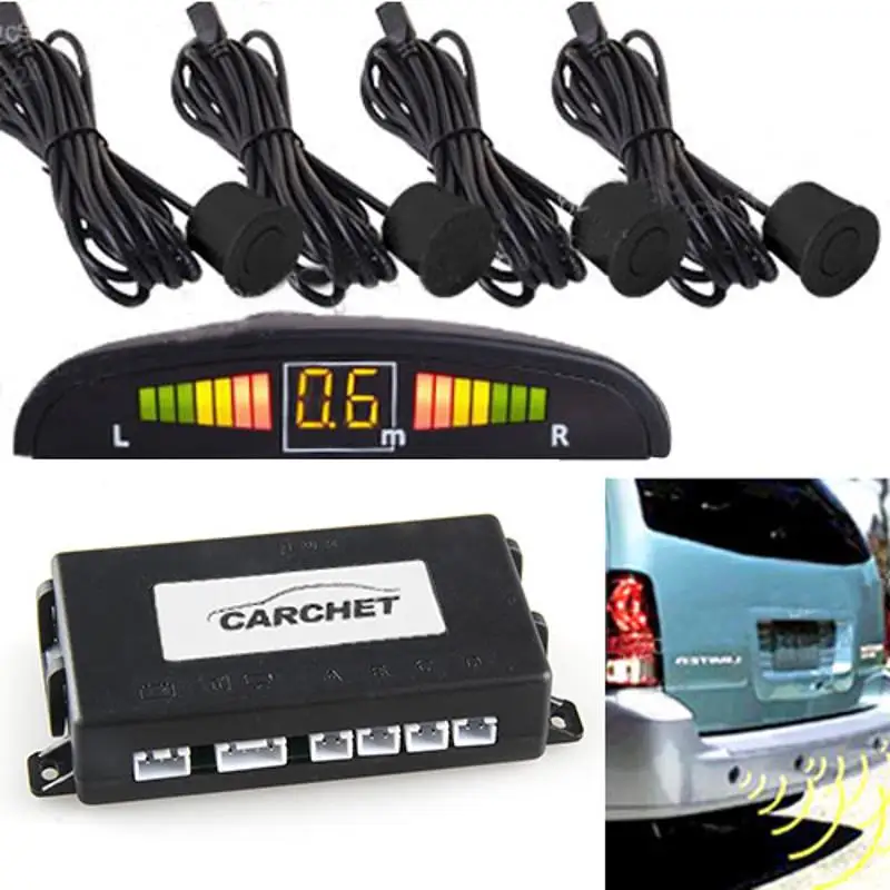 Car LED 4 Sensor Parking Reverse Backup Reversing Radar Radar Detectors Car Electronic