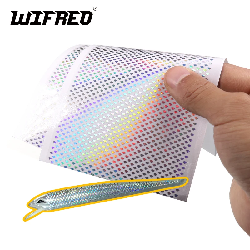 Wifreo 4PCS/Pack Holographic Fishing Lure Fly Sticker Fish Scale Lure Pressure Transfer Sticker for Jigs Squid Lure Blanks