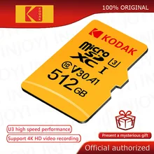 Kodak 512GB Micro SD карта класса 10 16G 32G 64GB U3 4K высокоскоростной карты памяти cartao de Карта памяти 128gb mecard C10