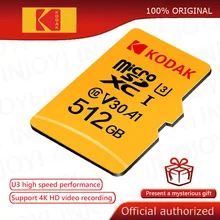 Original Kodak 512GB tarjeta Micro SD De Clase 10 De 16G 32G 64GB U3 4K De alta velocidad Cartao De Memoria Flash TF128gb Mecard C10 1TB