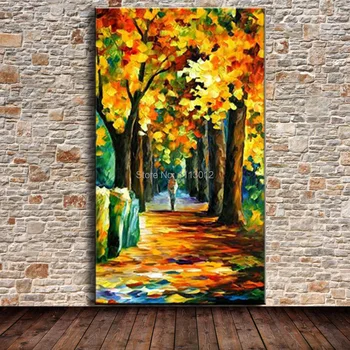 

Modern Abstract Handpainted Palette Knife Walk Under The Tree Landscape Oil Painting On Canvas Art Set Home Decor Free Shipping
