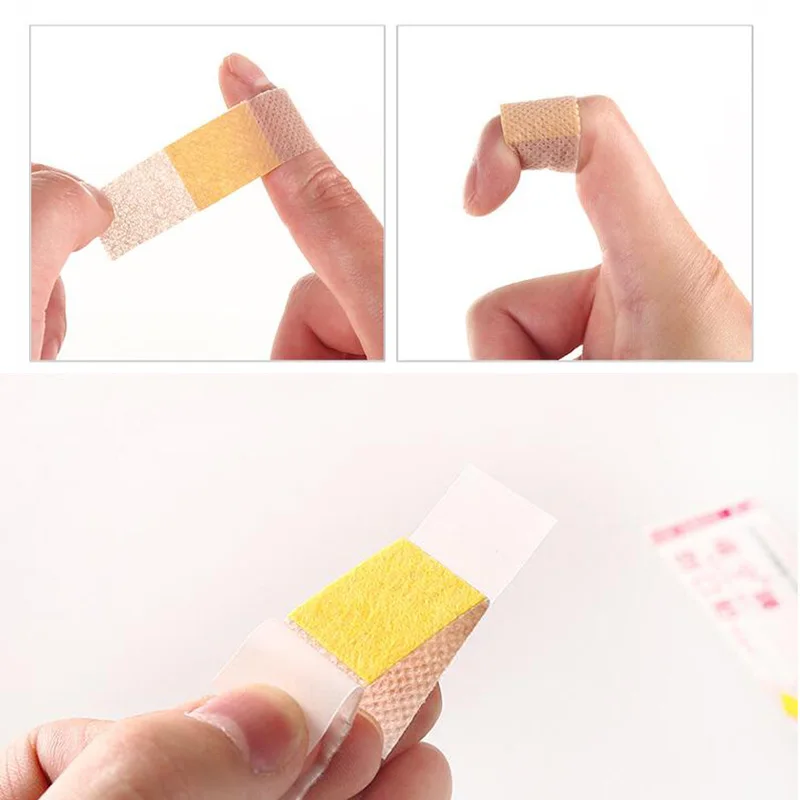100 pcs الرعاية الصحية الفرقة الأولية المتاح الطبية رباط لاصق الإسعافات الأولية لاصقة الجروح التصحيح الاصبع حامي هدفين دعم