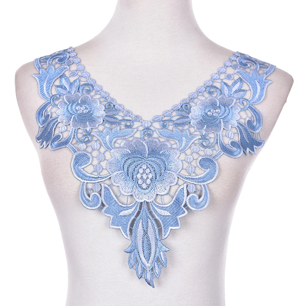 

New 1 PC Embroidered Floral Lace Neckline Neck Collar Trim Clothes Sewing Applique Embroidery edge 7styles