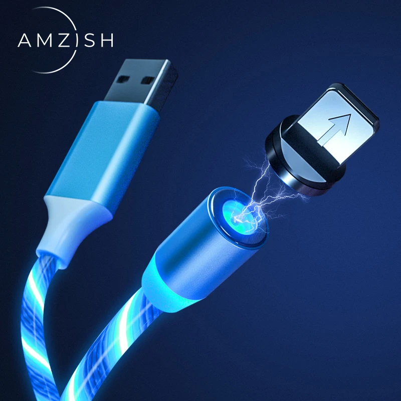 

amzish Magnetic Charger Micro USB Cable For iPhone X XR 8 Plus Type C Fast Charge For Samsung S9 Xiaomi Type-C Cord For Charging