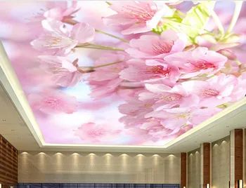 

3d customized wallpaper wallpaper 3d ceiling Peach blossoms ceiling fresco 3d ceiling murals wallpaper