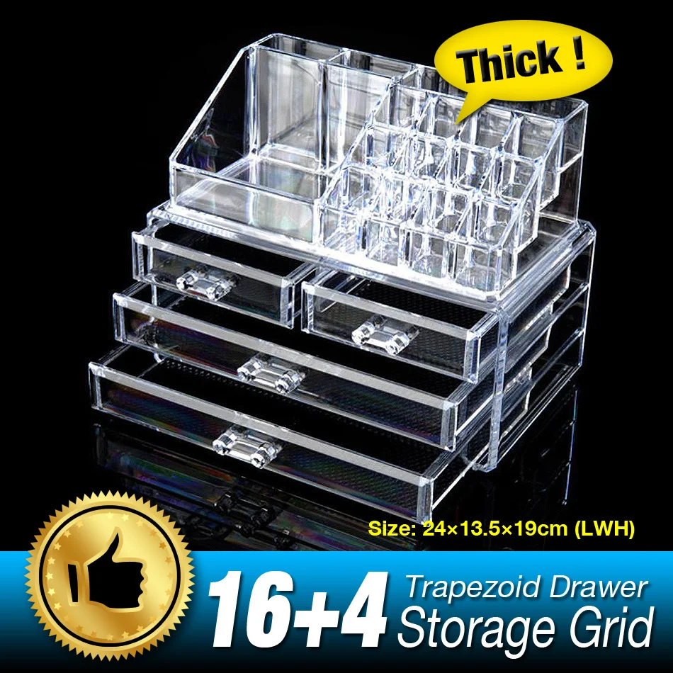

20 Grid 4 Layer Drawers Skin Care Storage Box Organizer Makeup Case jewelry Storage Holder Clear Acrylic Display Bins EQC380