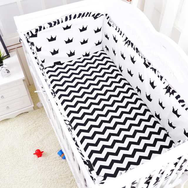 black and white crib bumper