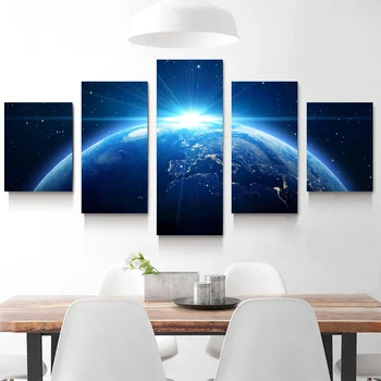 

Art Wall Picture Frame Prints Painting Abastract For Room Home Decoration 5 Pieces Universe Planet Space Landscape Canvas