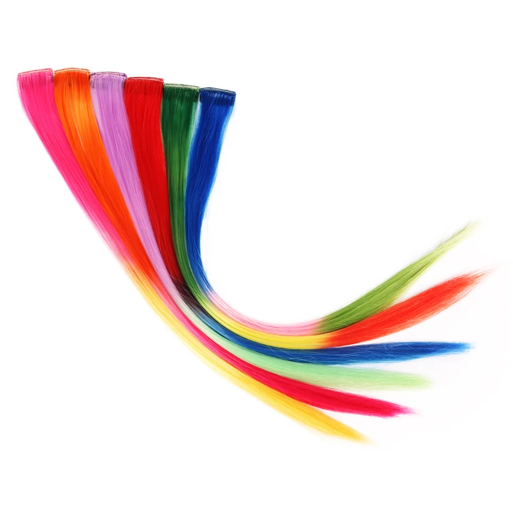 Long Straight Hairpiece Clip In Hair Extension Ombre 1 Clip One Piece 20'' Synthetic Clip-in Extensions Hair Pieces for Women