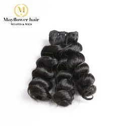 Mayflower 1/2/34 пучки Фунми волос нахальный curl натуральный черный цвет 10 "-18" дважды обращается плетенка в виде волос, не имеющих повреждения