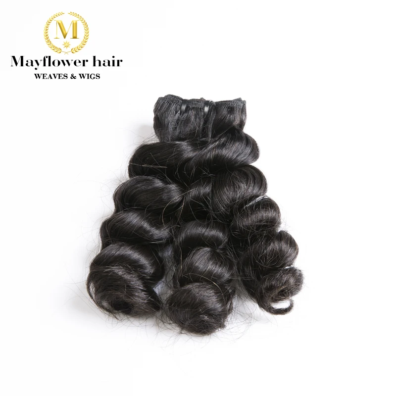

Mayflower 1/2/34 bundles Funmi Hair Sassy curl Natural black color 10"-18" Double drawn Remy hair weft NO tangle no shedding