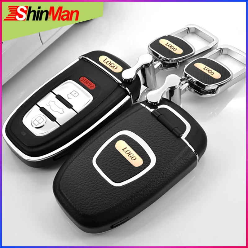 

ShinMan Short Plug-in Style key Cover key shell For CAR key case For Audi A4L A6L Q5 A5 A7 A8 S5 S6 S7 S8 Keychain Accessories