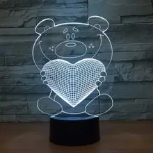 Мультфильм милый Сердце Медведь Форма СВЕТОДИОДНЫЙ 3D лампа 3D детский ночник спальный свет освещение в помещении атмосфера лампа лучший подарок