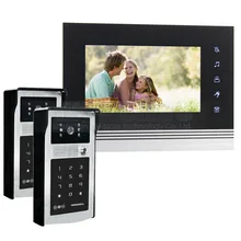 DIYSECUR 7 inch Touch Button Video Door Phone Intercom Doorbell IR Night Vision HD 300000 Pixels RFID Keypad Camera 2V1