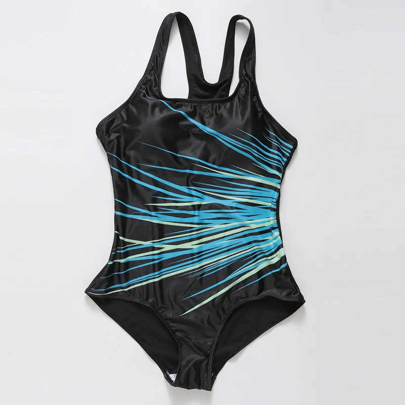 Riseado One Piece Swimsuit 2019 Sport Swimwear Women Swimming Suit Digital Printing Racer Back Bathing Suits Plus Size XXXXL