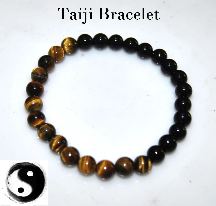 

Natural Stone AAA Black Onyx Taiji Bracelet for Women and man Tiger's eye Beads Men Bracelets