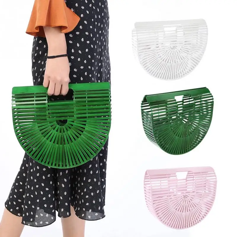

Summer Basket Handbags Beach Handbag Handmade Bamboo Basket Circular Women Bags Braided Countryside Rural Holiday Tote