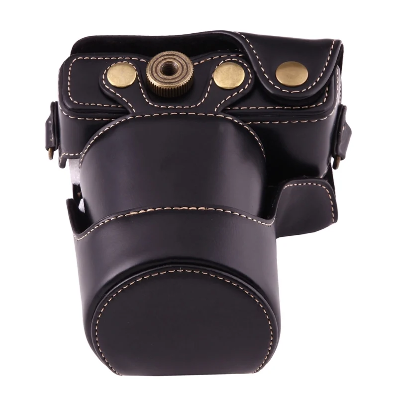 Ретро винтажный Роскошный чехол из искусственной кожи для цифровой камеры для Canon EOS M3, чехол s с ремешком - Цвет: Black