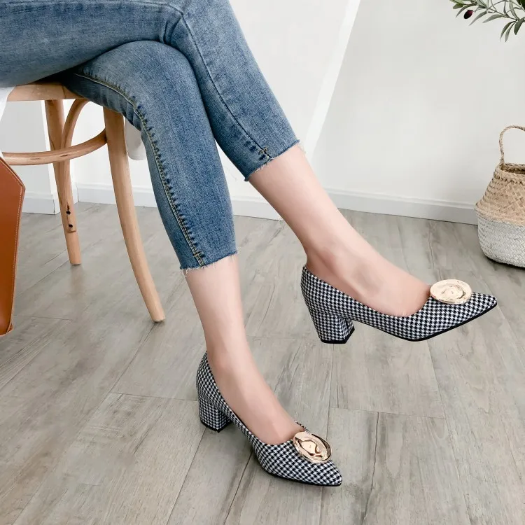

Big Size 11 12 13 14 ladies high heels women shoes woman pumps Pointed Package the heel Package toes Thick with Single shoes