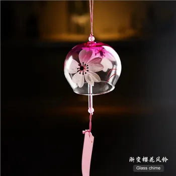 

Free Shipping 2pcs/pack 7cm*8cm Hand Drwaing Glass Windchime Top Popular Friend Gift Windchime Beautiful Hanging Home Decorative