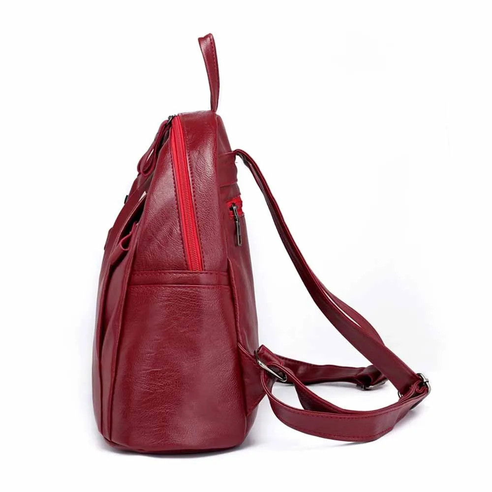 Женский рюкзак с защитой от взлома, повседневные двойные студенческие сумки с гарнитурой, Школьный Рюкзак Для Путешествий, водонепроницаемый рюкзак из искусственной кожи на молнии# Zer